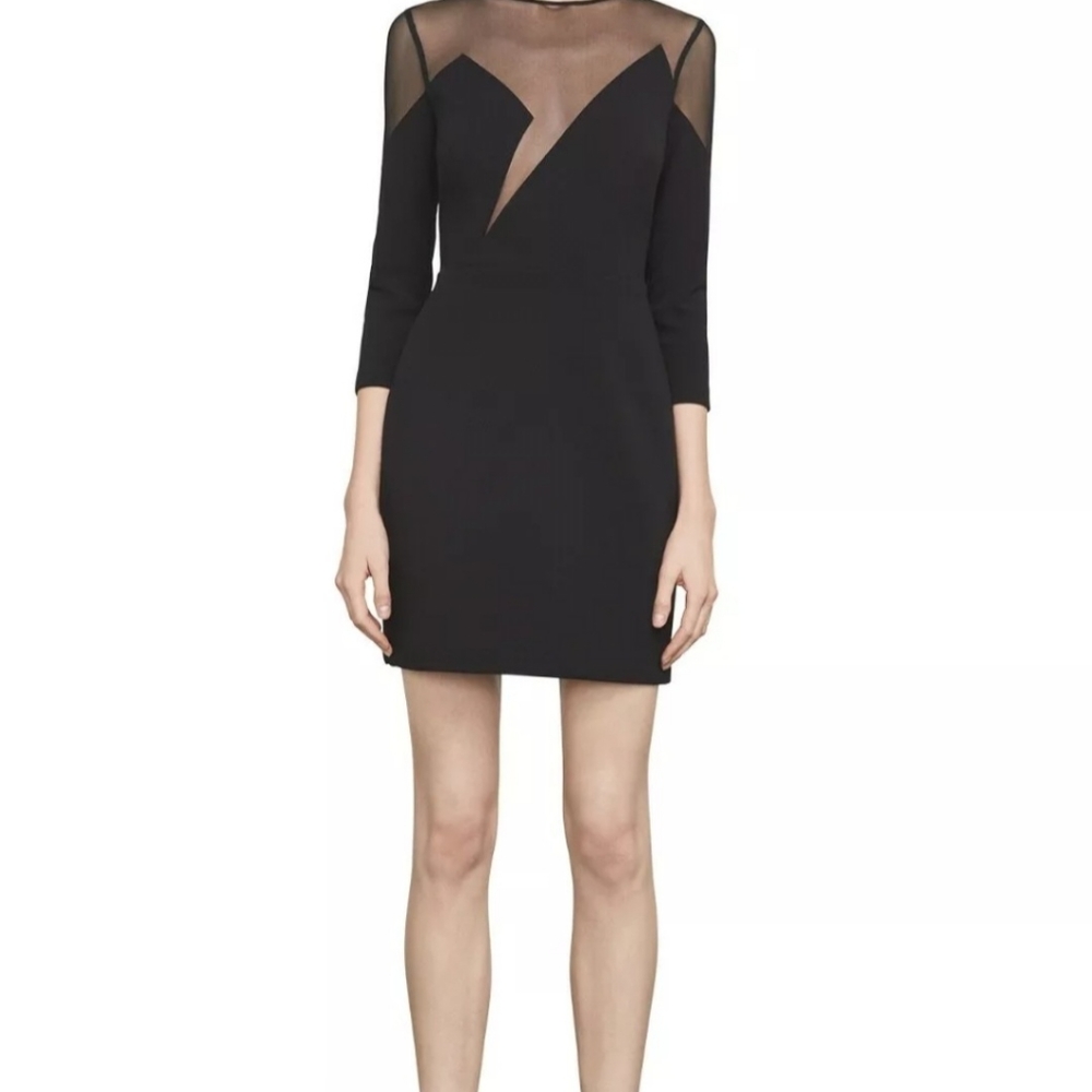 BCBG MaxAzria - Black Sheer Top, Mini Dress, Size 4